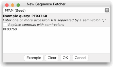 The Jalview Sequence Fetcher Dialog Box