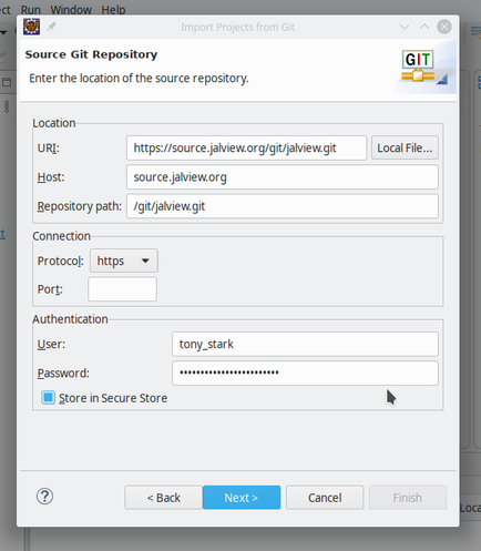 Eclipse eGit connection configuration